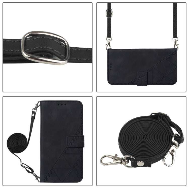 For Tecno Camon 16 Crossbody 3D Embossed Flip Leather Phone Case(Black)