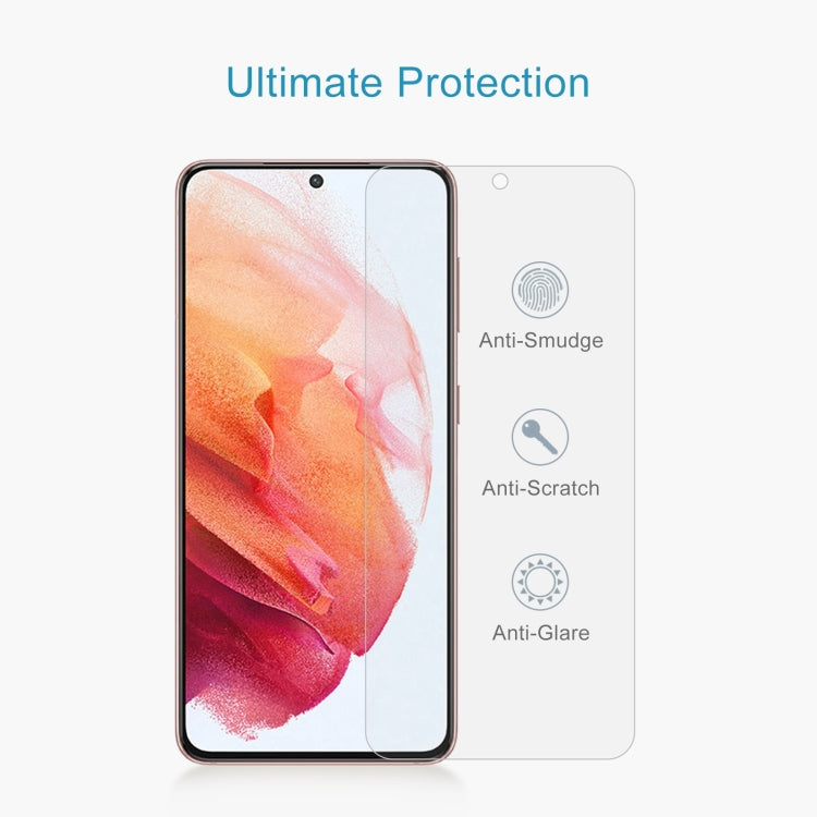For Samsung Galaxy S21 5G 10pcs 0.26mm 9H 2.5D Tempered Glass Film, Fingerprint Unlocking Is Not Supported