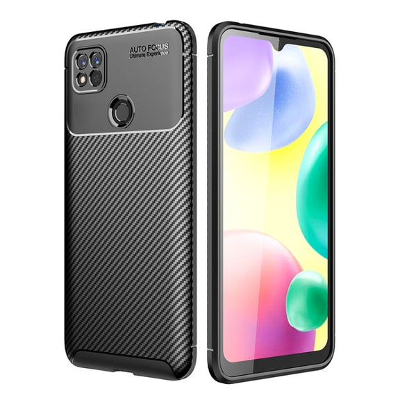 For Xiaomi Redmi 10A Carbon Fiber Texture Shockproof TPU Phone Case(Black)