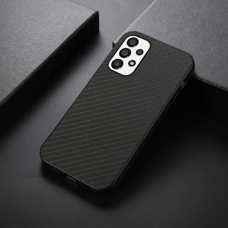 For Samsung Galaxy A73 5G Accurate Hole Carbon Fiber Texture PU Phone Case(Black)
