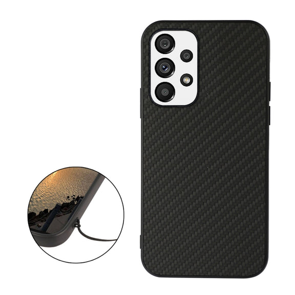 For Samsung Galaxy A73 5G Accurate Hole Carbon Fiber Texture PU Phone Case(Black)