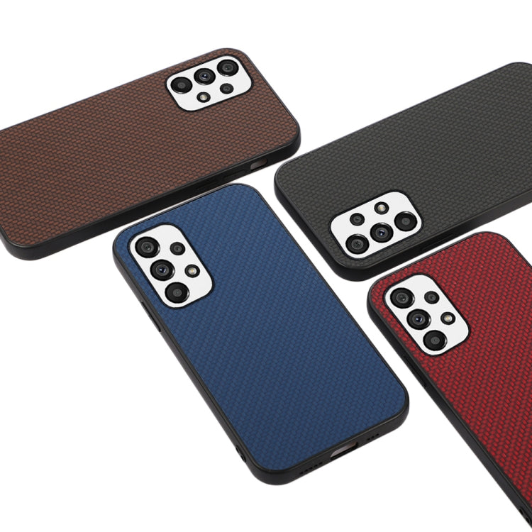 For Samsung Galaxy A73 5G Accurate Hole Carbon Fiber Texture PU Phone Case(Black)