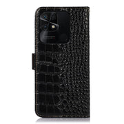 For Xiaomi Redmi 10C / 10 India Crocodile Top Layer Cowhide Leather Phone Case(Black)