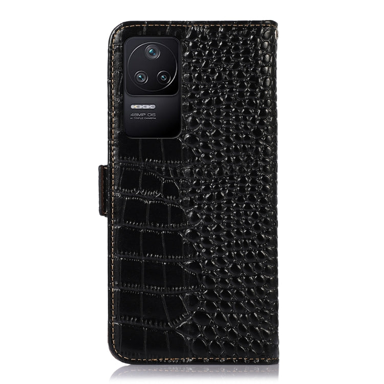 For Xiaomi Redmi K40S Crocodile Top Layer Cowhide Leather Phone Case(Black)