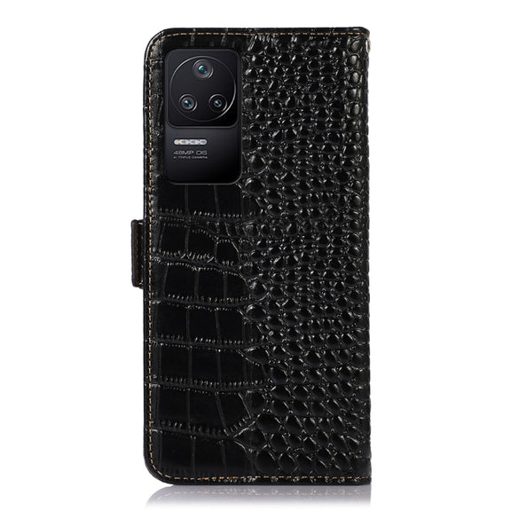For Xiaomi Redmi K40S Crocodile Top Layer Cowhide Leather Phone Case(Black)