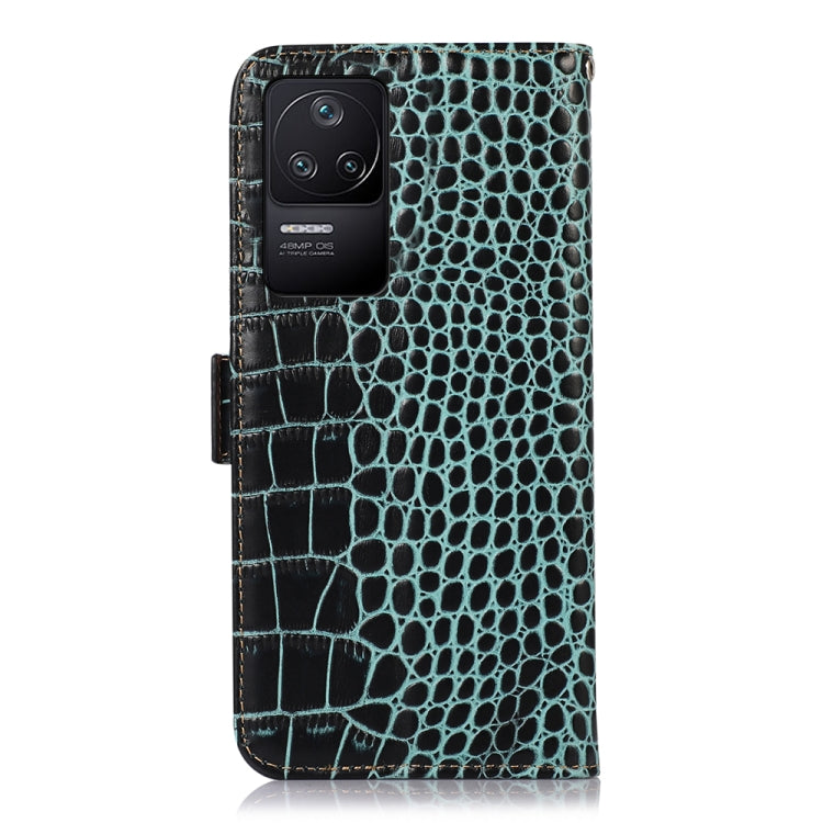 For Xiaomi Redmi K40S Crocodile Top Layer Cowhide Leather Phone Case(Green)