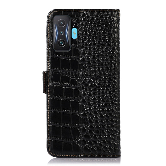 For Xiaomi Redmi K50 Gaming Crocodile Top Layer Cowhide Leather Phone Case(Black)
