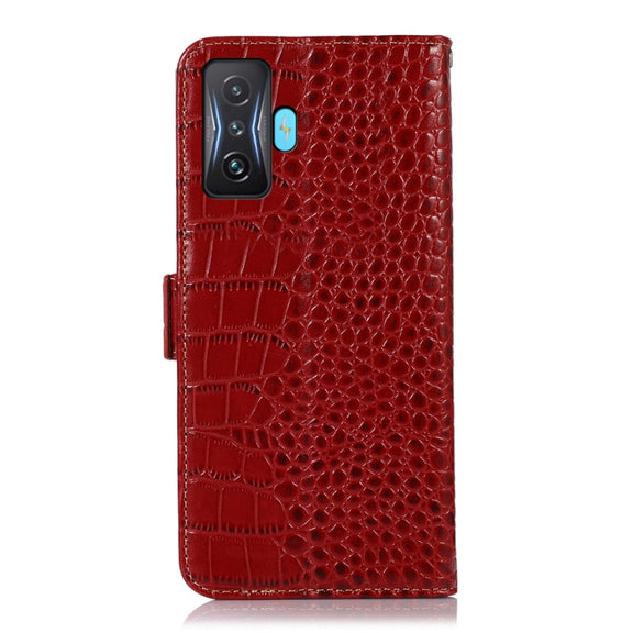 For Xiaomi Redmi K50 Gaming Crocodile Top Layer Cowhide Leather Phone Case(Red)