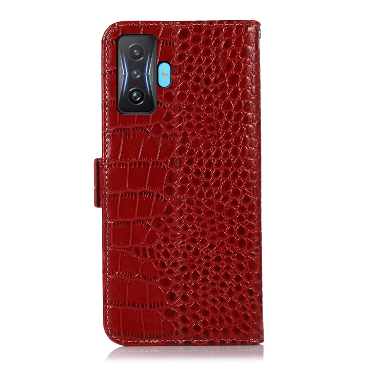 For Xiaomi Redmi K50 Gaming Crocodile Top Layer Cowhide Leather Phone Case(Red)