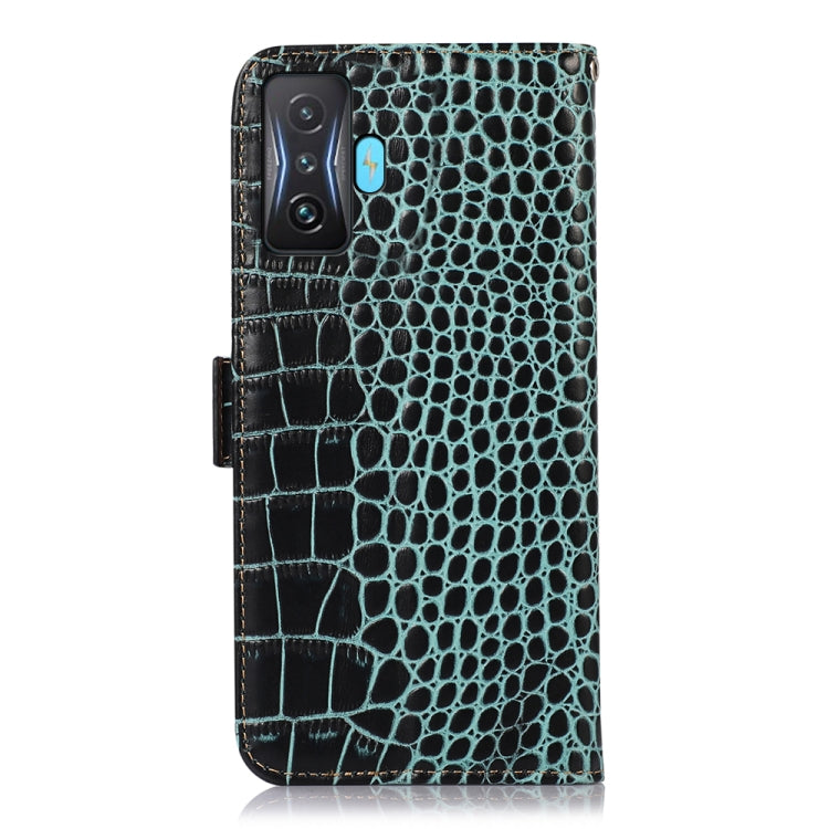 For Xiaomi Redmi K50 Gaming Crocodile Top Layer Cowhide Leather Phone Case(Green)