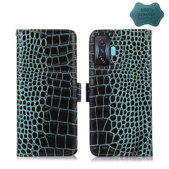 For Xiaomi Redmi K50 Gaming Crocodile Top Layer Cowhide Leather Phone Case(Green)