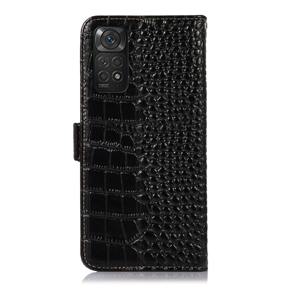 For Xiaomi Redmi Note 11 4G/11S 4G Global Crocodile Top Layer Cowhide Leather Phone Case(Black)