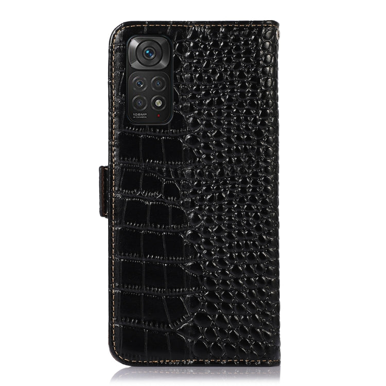 For Xiaomi Redmi Note 11 4G/11S 4G Global Crocodile Top Layer Cowhide Leather Phone Case(Black)