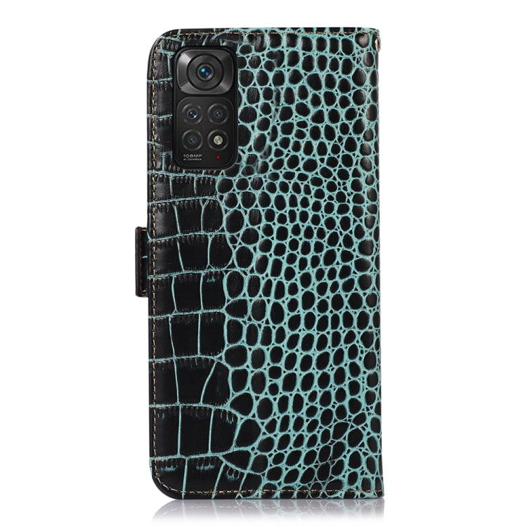 For Xiaomi Redmi Note 11 4G/11S 4G Global Crocodile Top Layer Cowhide Leather Phone Case(Green)