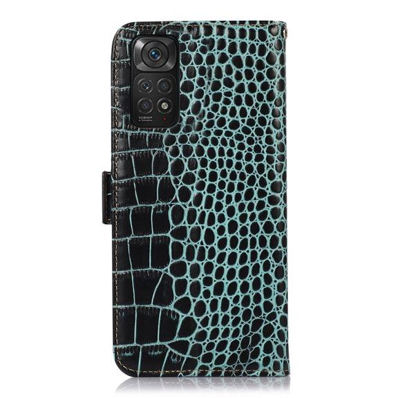 For Xiaomi Redmi Note 11 4G/11S 4G Global Crocodile Top Layer Cowhide Leather Phone Case(Green)