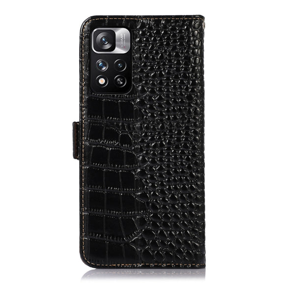 For Xiaomi Redmi Note 11 Pro 4G / 5G Global Crocodile Top Layer Cowhide Leather Phone Case(Black)