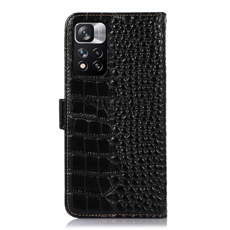 For Xiaomi Redmi Note 11 Pro 4G / 5G Global Crocodile Top Layer Cowhide Leather Phone Case(Black)