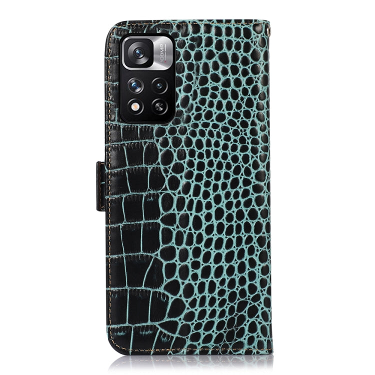 For Xiaomi Redmi Note 11 Pro 4G / 5G Global Crocodile Top Layer Cowhide Leather Phone Case(Green)