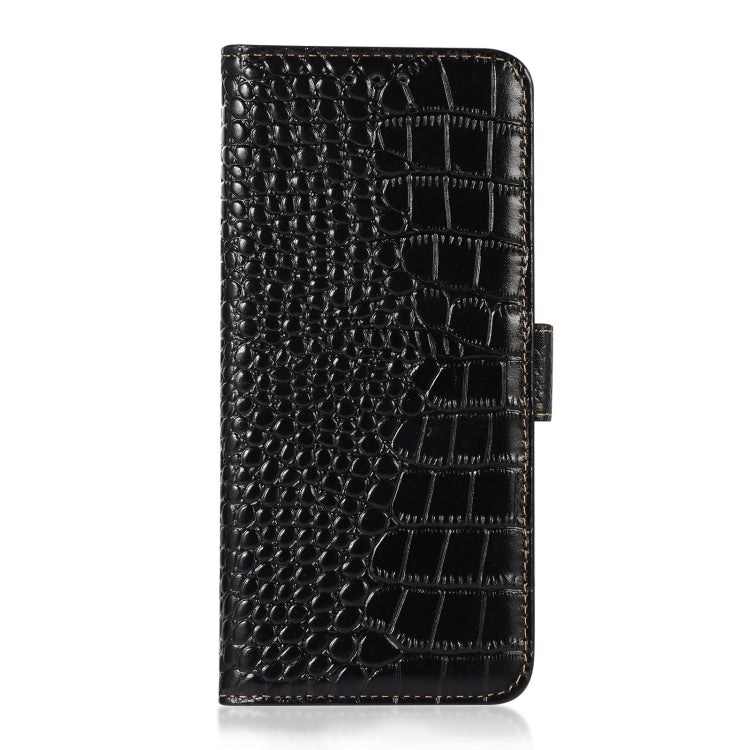 For Xiaomi Poco M4 Pro 4G Crocodile Top Layer Cowhide Leather Phone Case(Black)