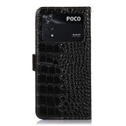 For Xiaomi Poco M4 Pro 4G Crocodile Top Layer Cowhide Leather Phone Case(Black)