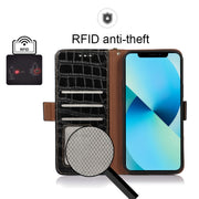 For Xiaomi Poco M4 Pro 4G Crocodile Top Layer Cowhide Leather Phone Case(Black)