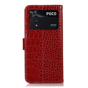 For Xiaomi Poco M4 Pro 4G Crocodile Top Layer Cowhide Leather Phone Case(Red)