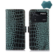 For Xiaomi Poco M4 Pro 4G Crocodile Top Layer Cowhide Leather Phone Case(Green)