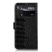 For Xiaomi Poco X4 Pro 5G Crocodile Top Layer Cowhide Leather Phone Case(Black)