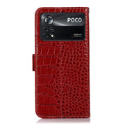 For Xiaomi Poco X4 Pro 5G Crocodile Top Layer Cowhide Leather Phone Case(Red)