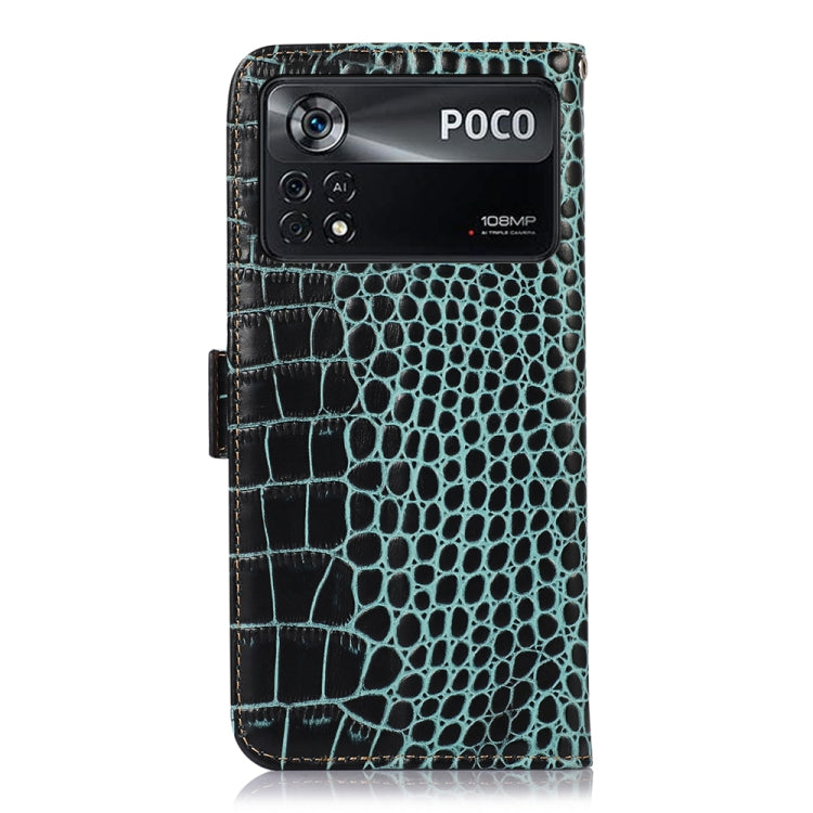 For Xiaomi Poco X4 Pro 5G Crocodile Top Layer Cowhide Leather Phone Case(Green)