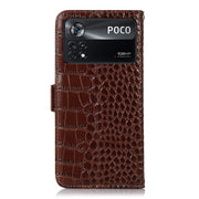 For Xiaomi Poco X4 Pro 5G Crocodile Top Layer Cowhide Leather Phone Case(Brown)