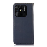 For Xiaomi Redmi 10C / 10 India KHAZNEH Nappa Top Layer Cowhide Leather Phone Case(Blue)