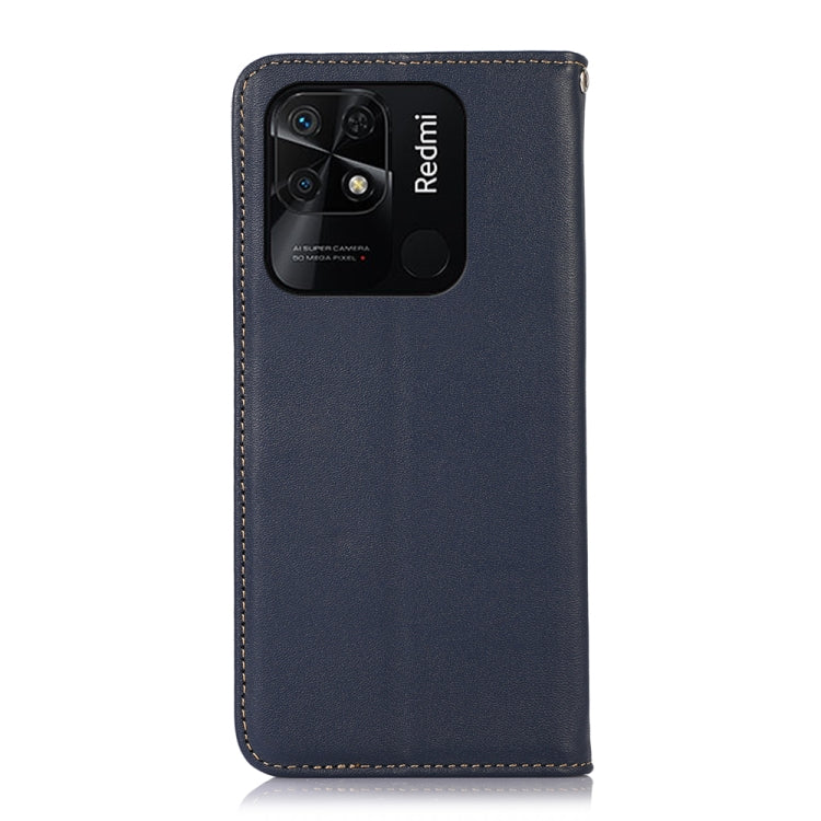 For Xiaomi Redmi 10C / 10 India KHAZNEH Nappa Top Layer Cowhide Leather Phone Case(Blue)