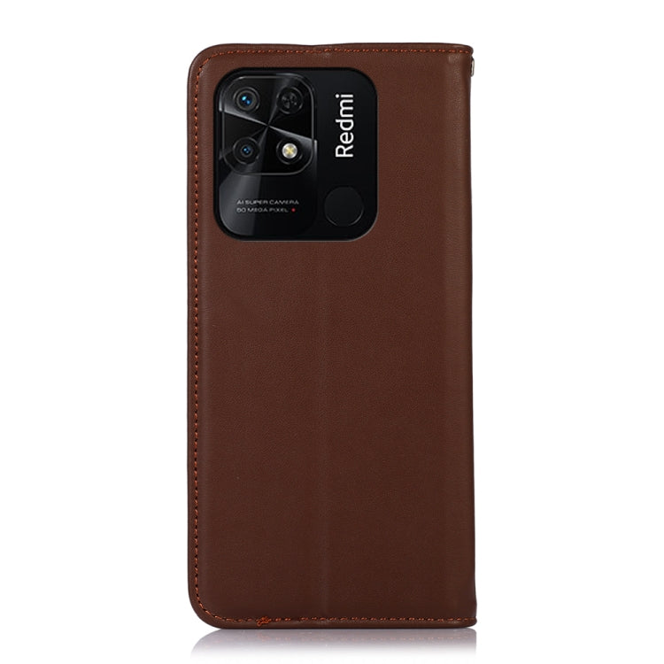 For Xiaomi Redmi 10C / 10 India KHAZNEH Nappa Top Layer Cowhide Leather Phone Case(Brown)