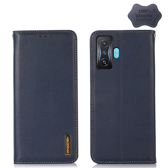 For Xiaomi Redmi K50 Gaming KHAZNEH Nappa Top Layer Cowhide Leather Phone Case(Blue)