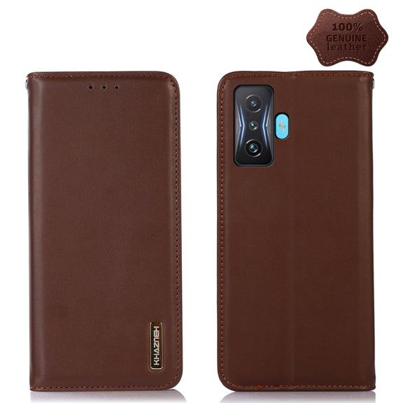For Xiaomi Redmi K50 Gaming KHAZNEH Nappa Top Layer Cowhide Leather Phone Case(Brown)