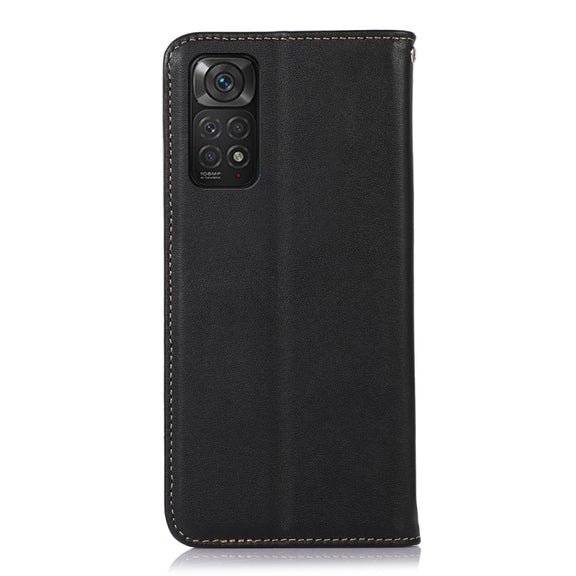 For Xiaomi Redmi Note 11 4G/11S 4G Global KHAZNEH Nappa Top Layer Cowhide Leather Phone Case(Black)