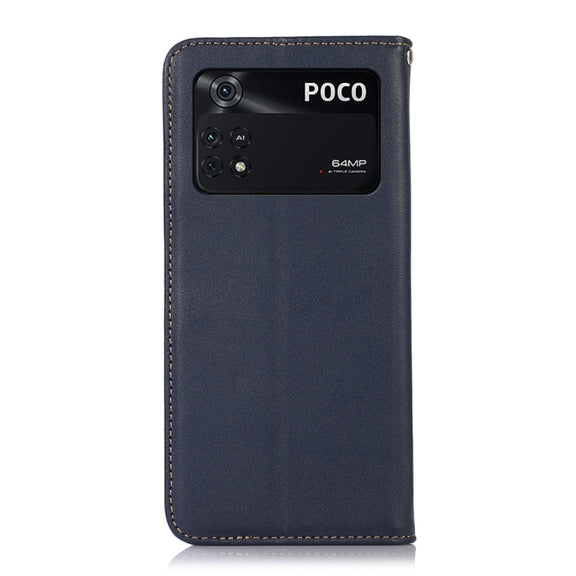 For Xiaomi Poco M4 Pro 4G KHAZNEH Nappa Top Layer Cowhide Leather Phone Case(Blue)