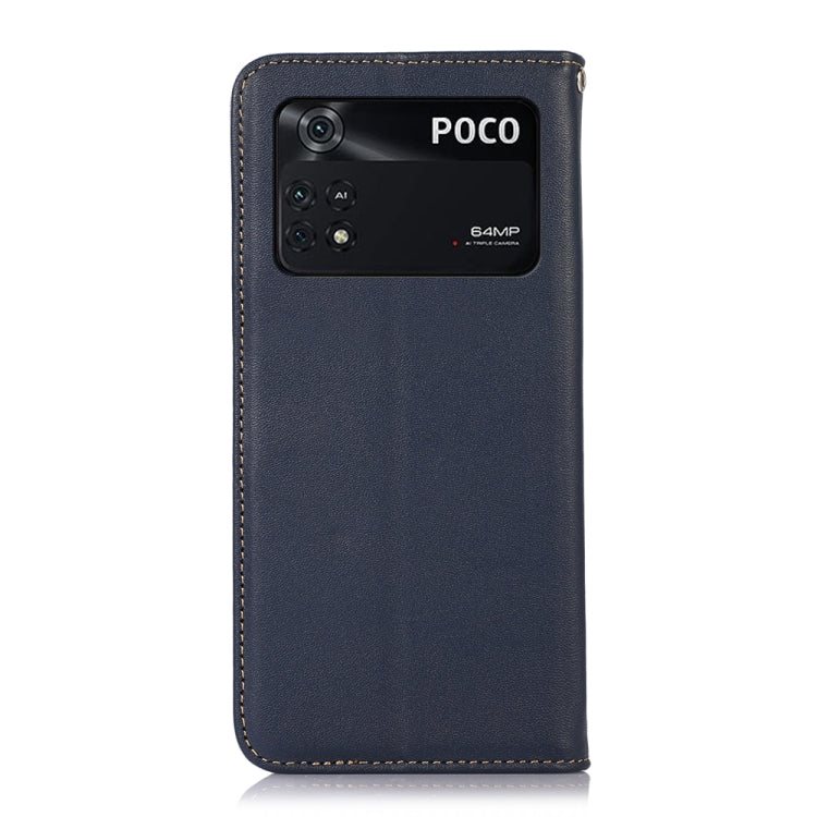 For Xiaomi Poco M4 Pro 4G KHAZNEH Nappa Top Layer Cowhide Leather Phone Case(Blue)