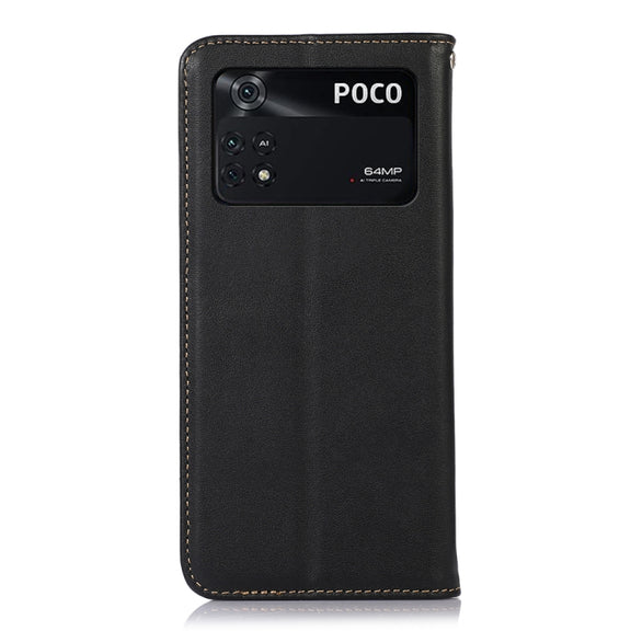 For Xiaomi Poco M4 Pro 4G KHAZNEH Nappa Top Layer Cowhide Leather Phone Case(Black)