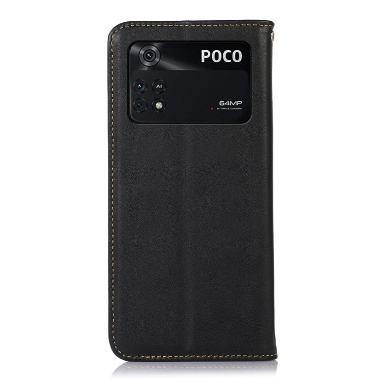 For Xiaomi Poco M4 Pro 4G KHAZNEH Nappa Top Layer Cowhide Leather Phone Case(Black)