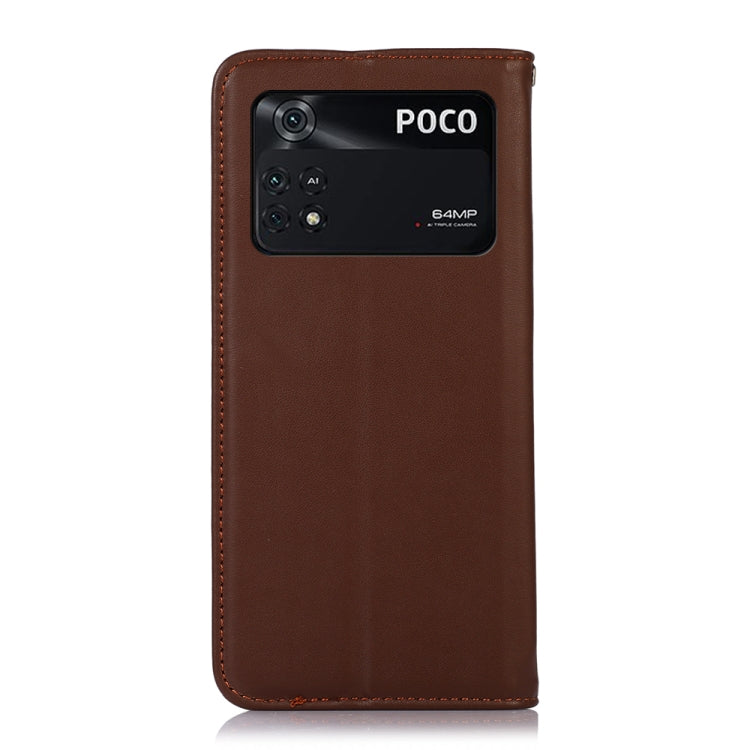 For Xiaomi Poco M4 Pro 4G KHAZNEH Nappa Top Layer Cowhide Leather Phone Case(Brown)
