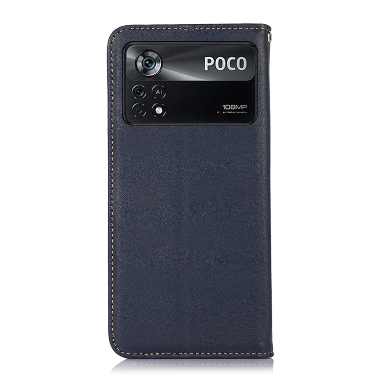 For Xiaomi Poco X4 Pro 5G KHAZNEH Nappa Top Layer Cowhide Leather Phone Case(Blue)