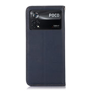 For Xiaomi Poco X4 Pro 5G KHAZNEH Nappa Top Layer Cowhide Leather Phone Case(Blue)