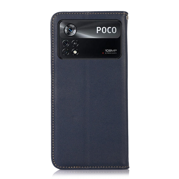 For Xiaomi Poco X4 Pro 5G KHAZNEH Nappa Top Layer Cowhide Leather Phone Case(Blue)