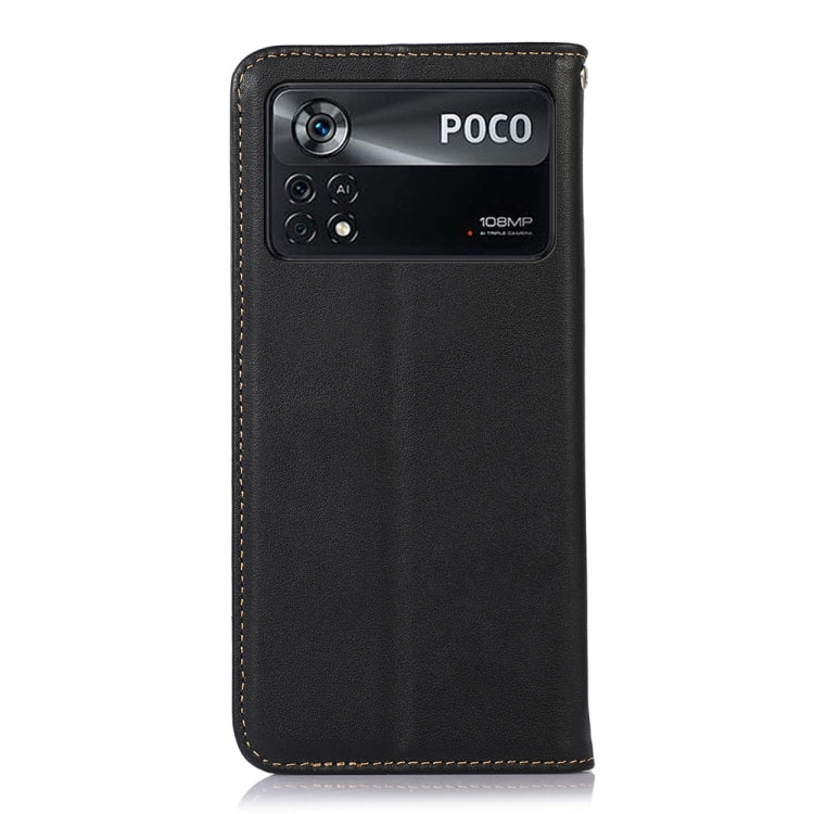 For Xiaomi Poco X4 Pro 5G KHAZNEH Nappa Top Layer Cowhide Leather Phone Case(Black)