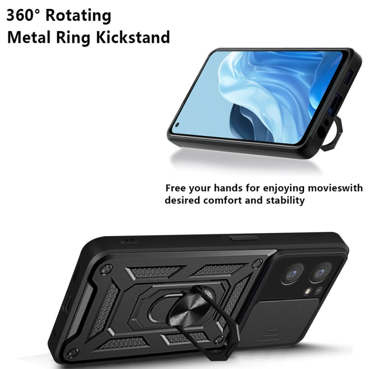 For OPPO Reno7 5G Global / Find X5 Lite Sliding Camera Cover Design TPU+PC Phone Case(Black)