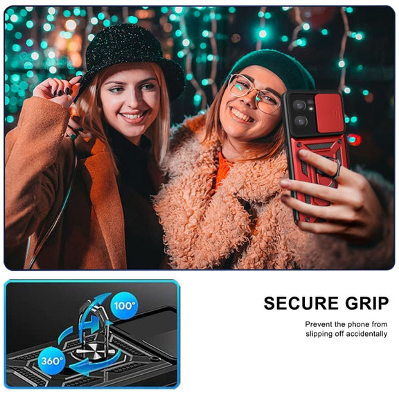 For OPPO Reno7 5G Global / Find X5 Lite Sliding Camera Cover Design TPU+PC Phone Case(Black)