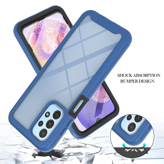 For Samsung Galaxy A23 5G / 4G Starry Sky Solid Color Series PC + TPU Phone Case with PET Film(Blue)