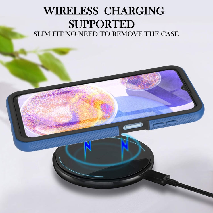 For Samsung Galaxy A23 5G / 4G Starry Sky Solid Color Series PC + TPU Phone Case with PET Film(Blue)